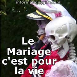 Photo mariage pour la vie avec squelette