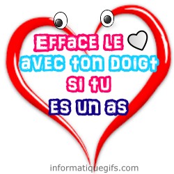 Coeur avec yeux et message humour