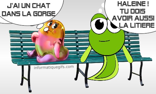 Un banc et deux personnages