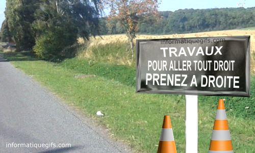 Zone travaux et panneau