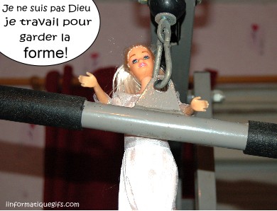 humour poupee qui fait du sport pour garder la forme