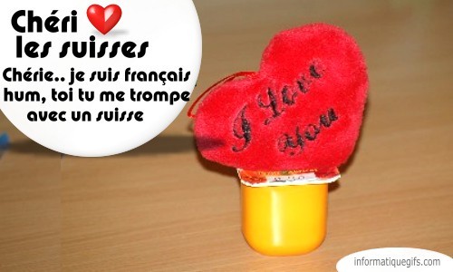 Un petit suisse avec un coeur i love you