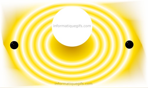 Soleil spirale avec deux planetes noires