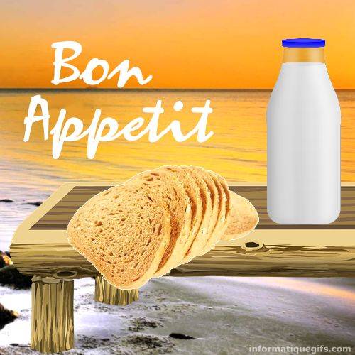 Photo bon appetit avec pain et lait