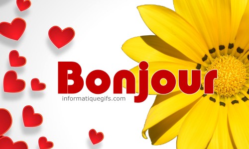 photo tournesol avec pleins de coeurs et bonjour