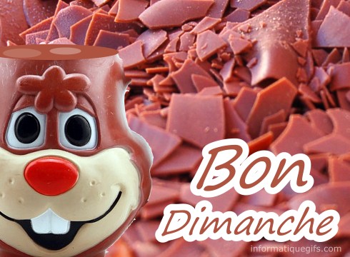 Image bon dimanche avec lapin en chocolat