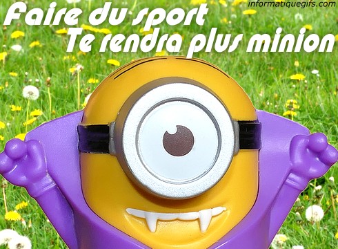 Image minion avec pelouse verte et texte en blanc