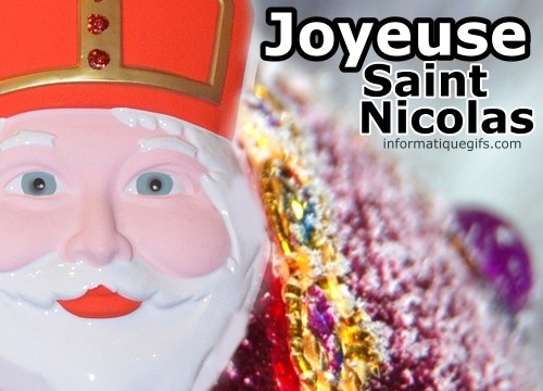 Carte saint nicolas avec masque et boule