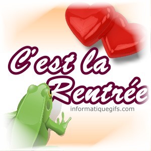 petit coeur avec grenouille verte et c'est la rentree