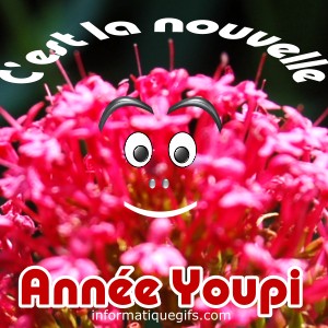 fleur avec visage et nouvelle annee