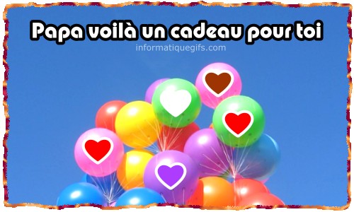 cadeau avec ballon et coeur dans un ciel bleu