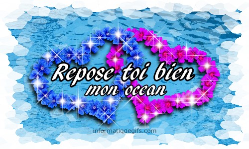 photo ocean avec repose toi bien puis des coeurs