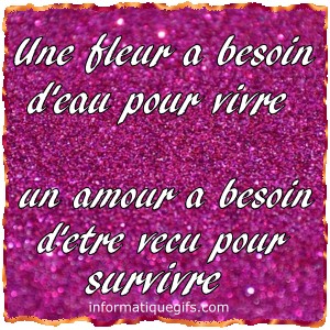 Paillette rose avec texte amour