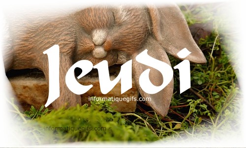 Jeudi avec lapin et herbe verte