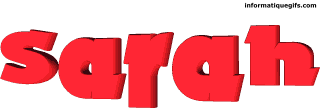 Gifs 3D prenom Sarah en ecriture rouge et effet ombre