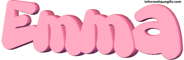 Animation gif Emma 3D et en ecriture rouge