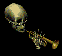 Une tete de mort qui joue de la trompette