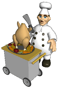 Gif cuisinier qui coupe le poulet