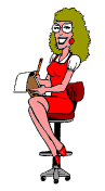 gif secretaire blonde avec robe rouge