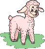 Gifs animes mouton rose sur la pelouse verte