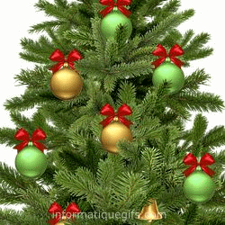 gif sapin avec boule et noeud