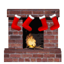 gif cheminée de Noel avec chaussette de Noel