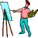 Gif peintre entrain de peindre un tableau