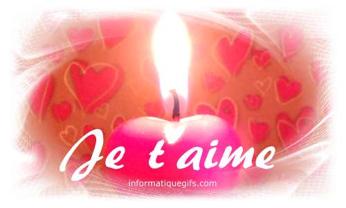 Je t'aime bougie coeur avec flamme