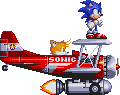 Sonic sur un avion avec Miles tails